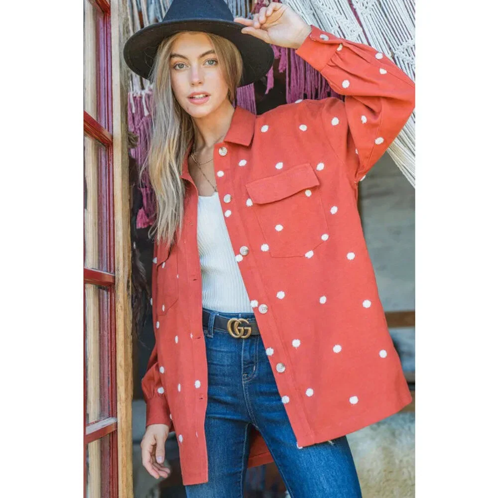 Final Sale|Rust Dot Shacket